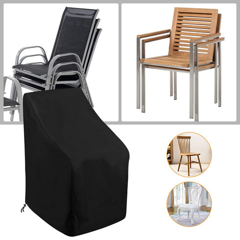 Uranshin stackable chairs covered for neat outdoor spaces.