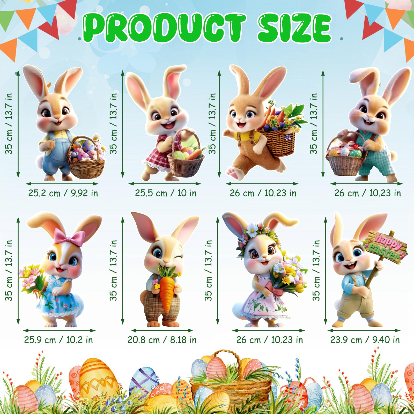 Uranus&No.1 bunny yard sign with stakes, easy to assemble for garden decor.