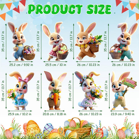 Uranus&No.1 bunny yard sign with stakes, easy to assemble for garden decor.