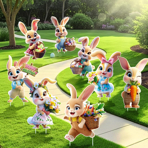 Uranus&No.1 Easter garden set of 8 signs adds color to lawn and driveways.