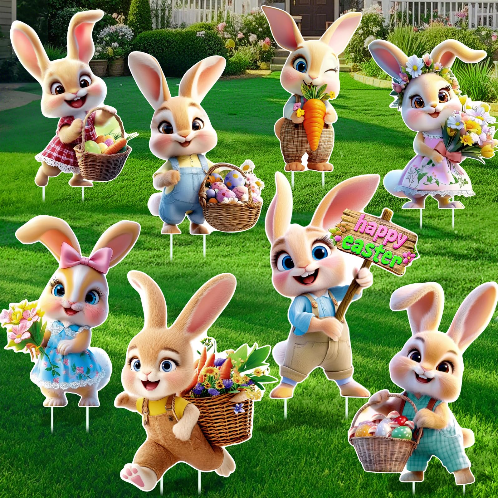 Uranus&No.1 Easter bunny yard sign with 3D design for outdoor display.