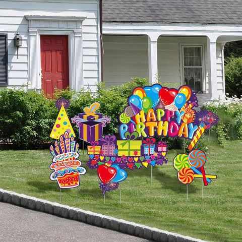 URATOT birthday hat yard sign sparks festive garden vibe