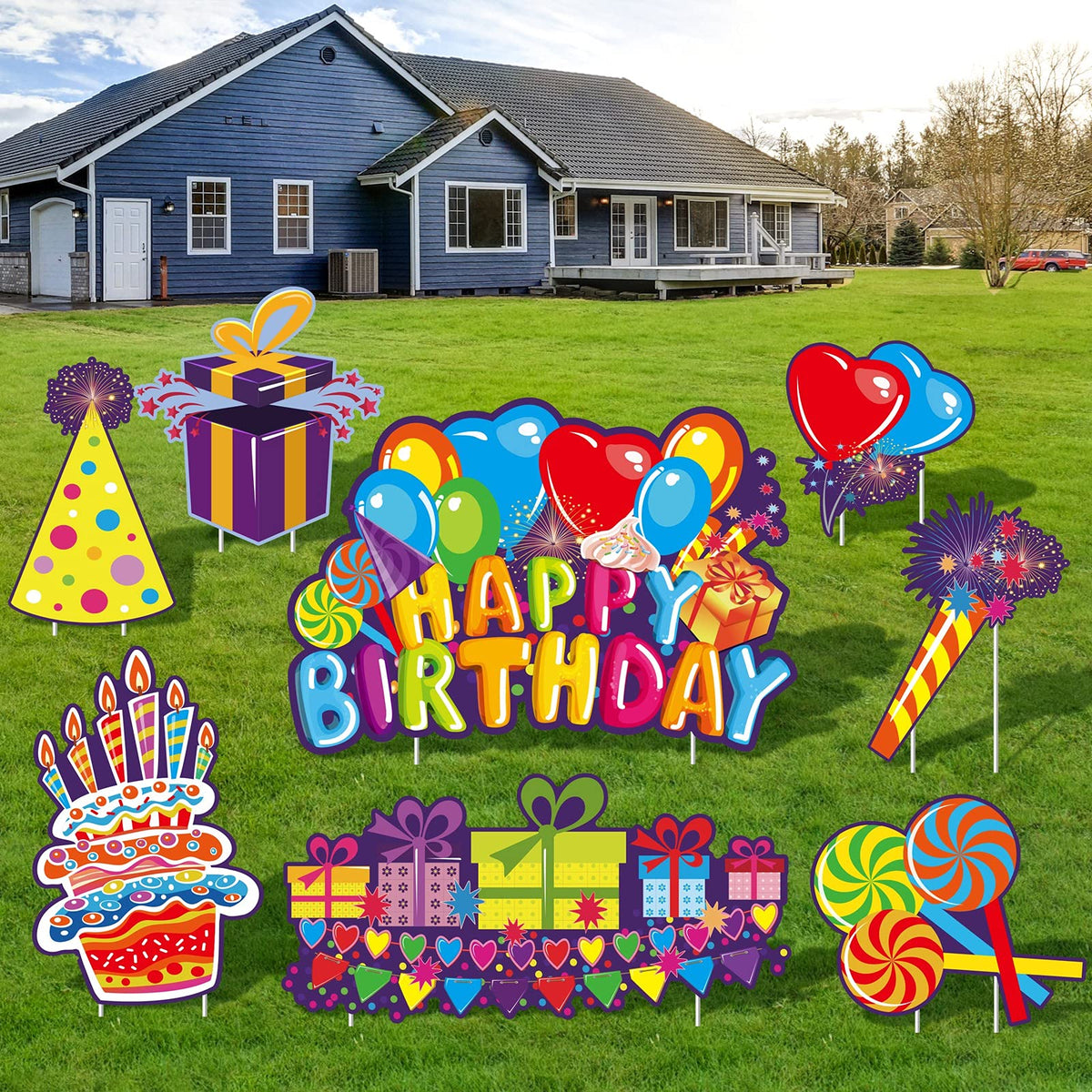 URATOT happy birthday yard sign set brightens outdoor party spaces