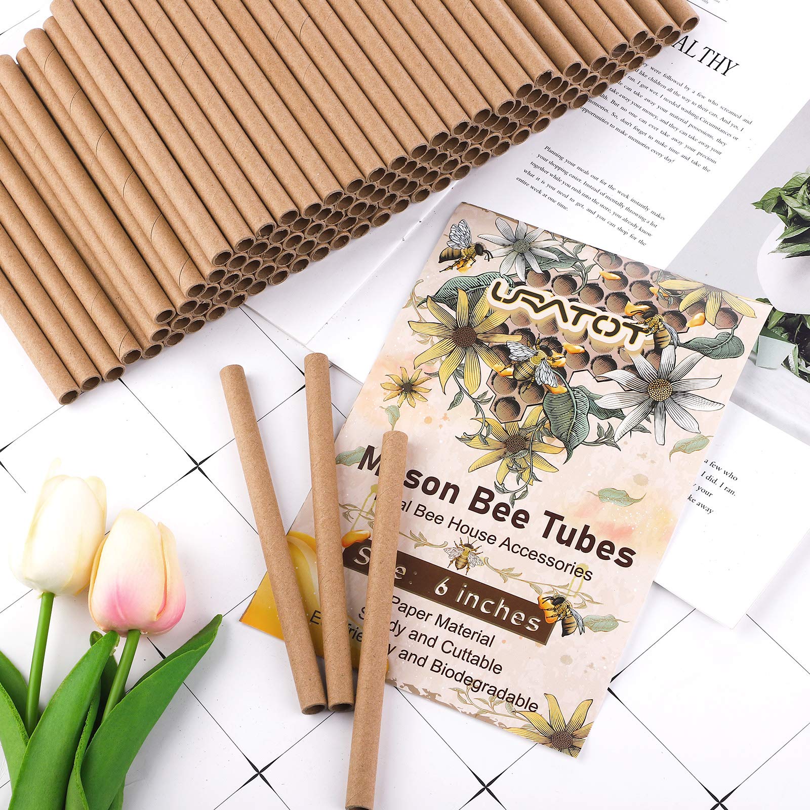 URATOT mason bee tubes 6in length fits standard bee houses.