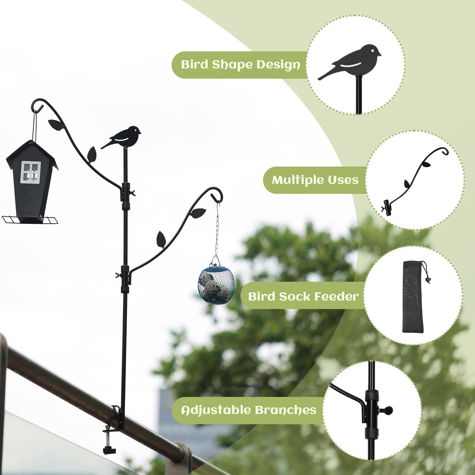 Urban Deco deck bird feeder with adjustable branches for varied perches.