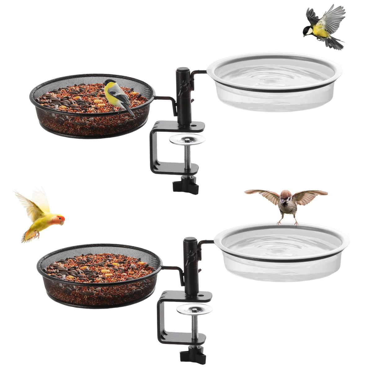 Urban Deco bronze deck bird feeders 2-pack attract songbirds