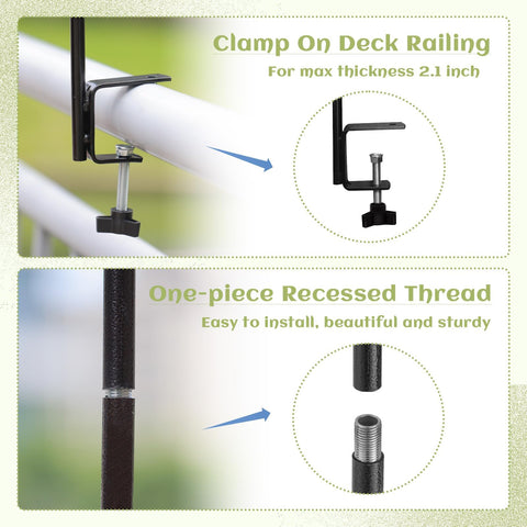 Urban Deco deck bird feeder made of heavy-duty steel for durability.