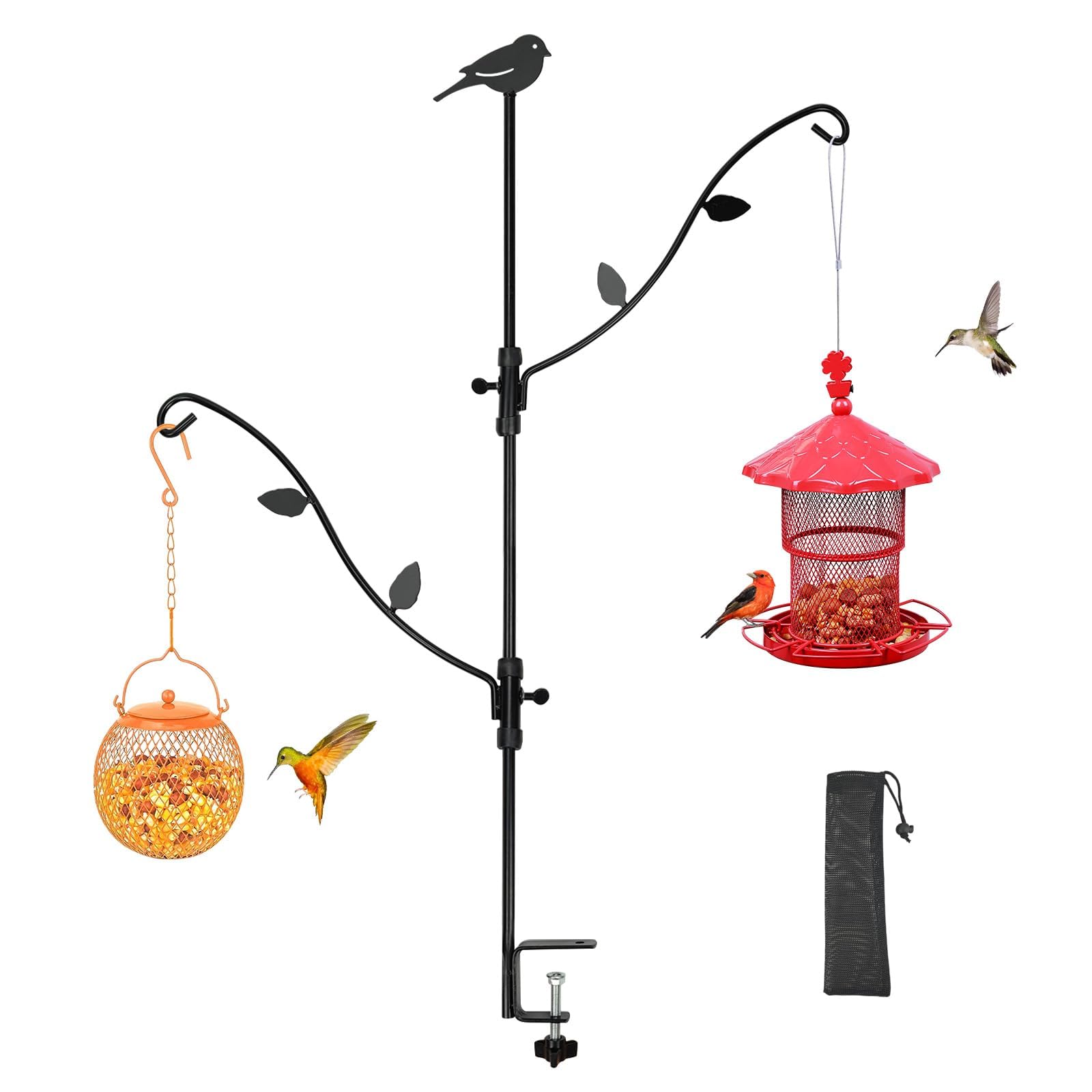 Urban Deco deck bird feeder supports attachments like planters and lights.