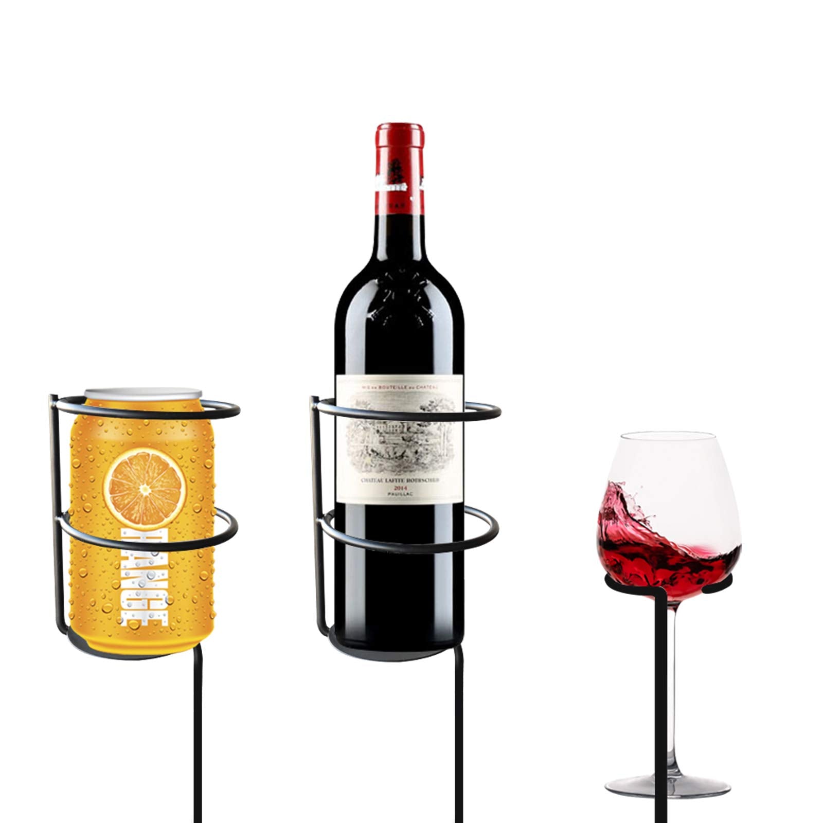 Urban Deco ground-push drink holder fits cups, bottles, and tumblers outdoors