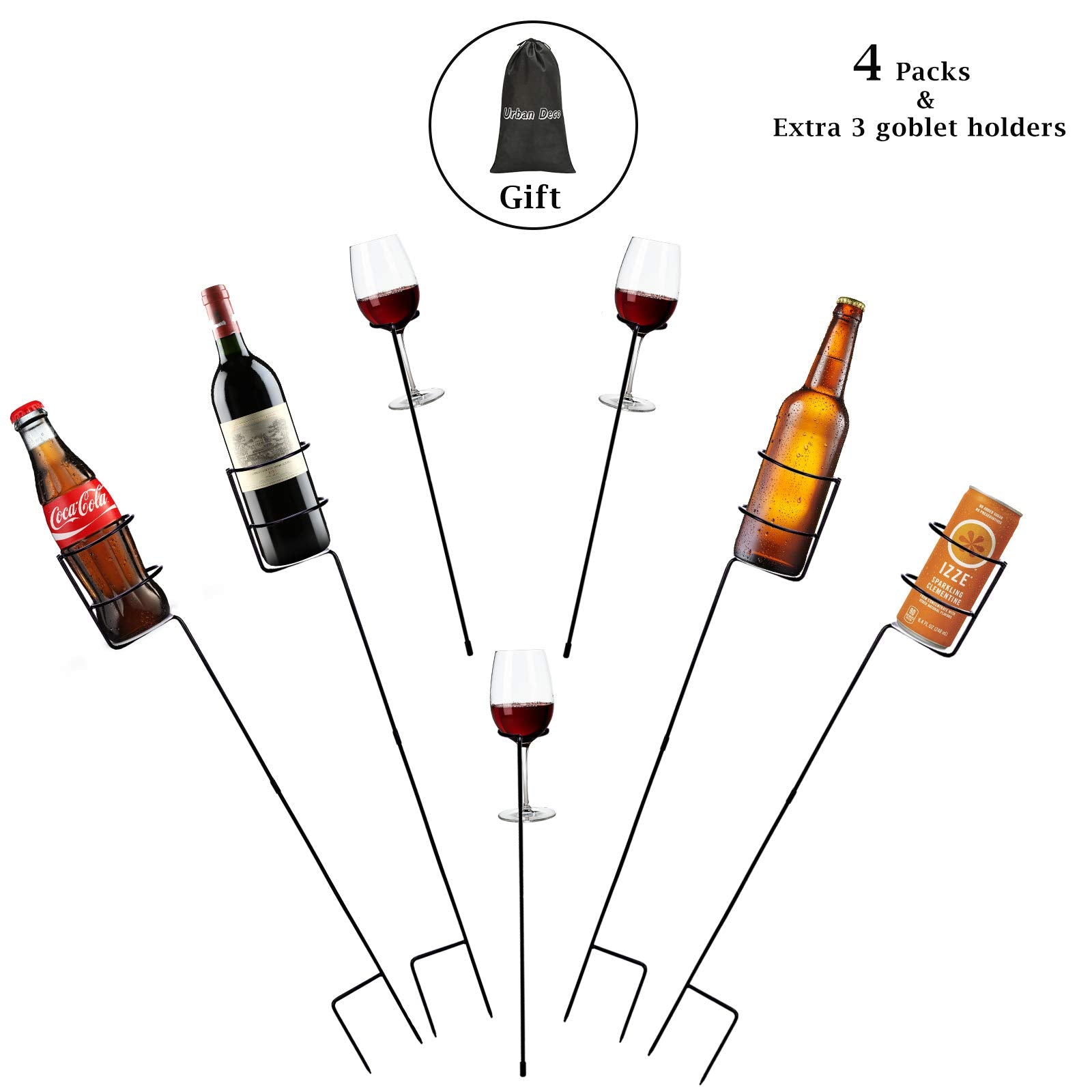 Urban Deco sturdy welded steel beverage holder provides reliable outdoor support