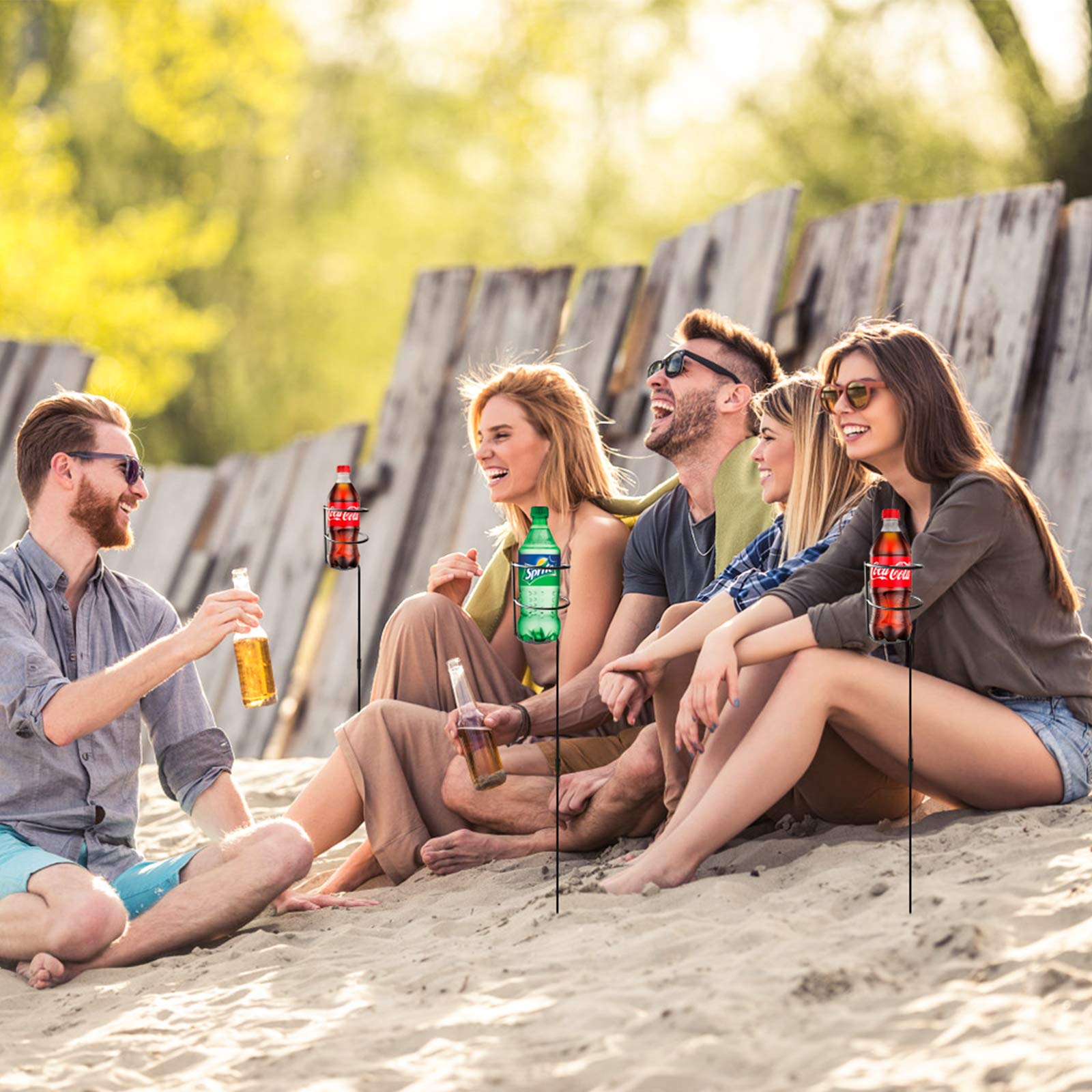 Urban Deco yard drink holder set of 7 offers versatile stake options for parties