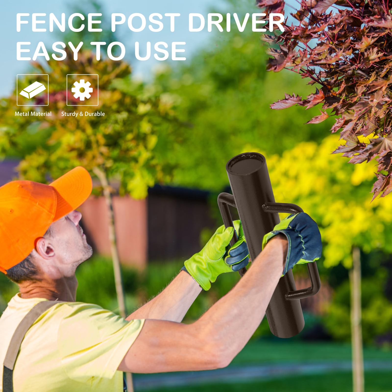 Urban Deco post driver with two handles for easy grip and control.