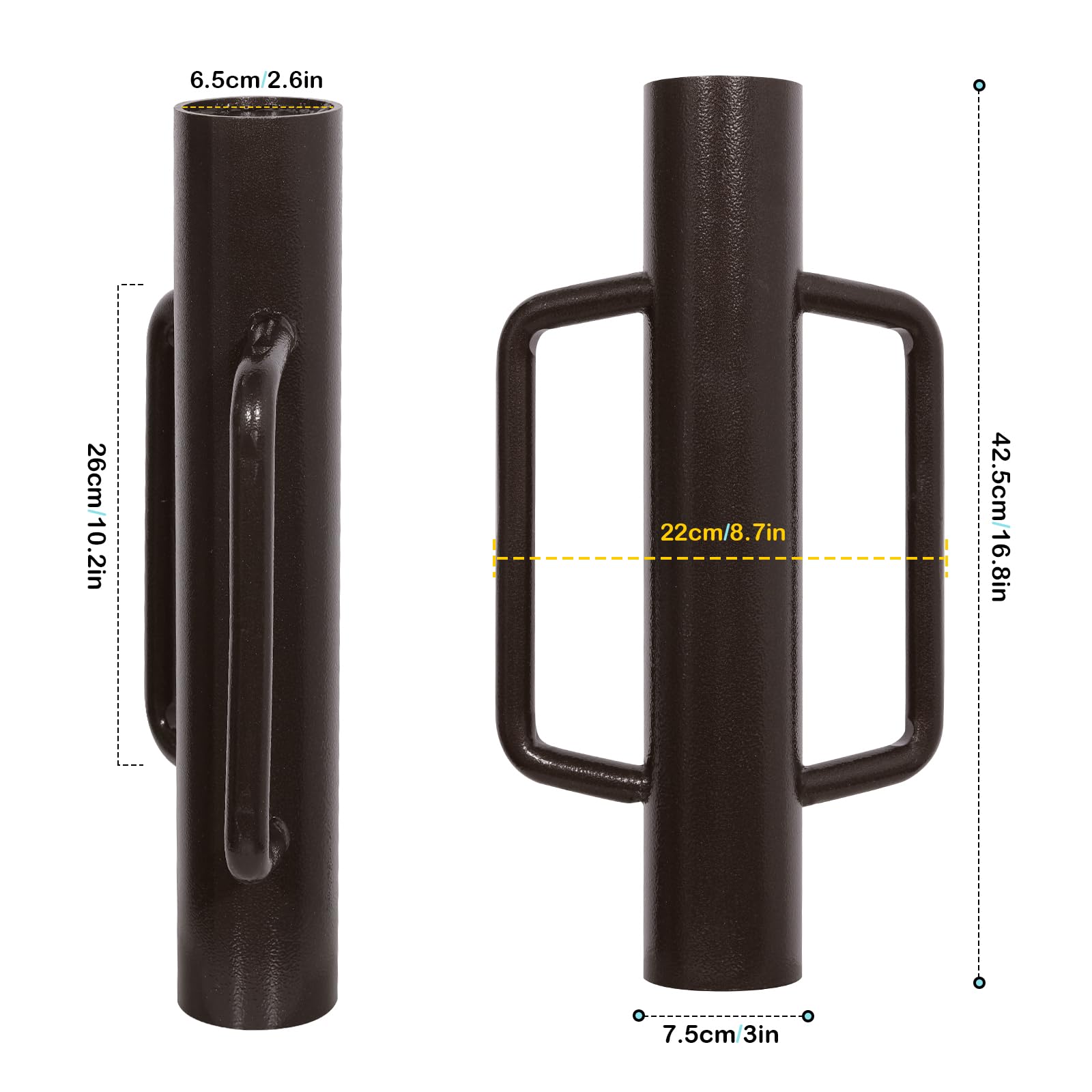 Urban Deco T-post driver highlighting ergonomic side handles for comfortable use.