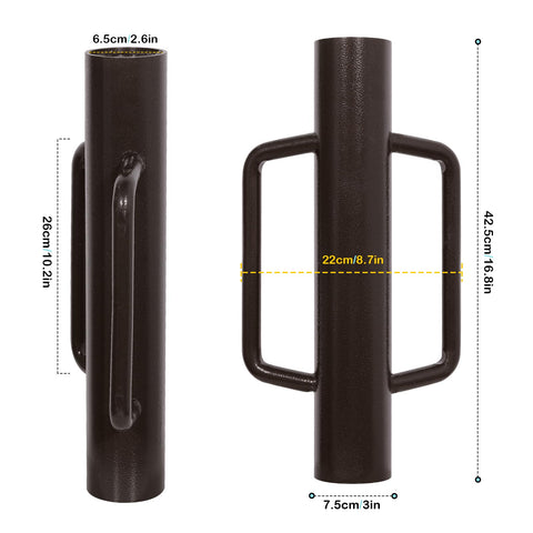 Urban Deco T-post driver highlighting ergonomic side handles for comfortable use.