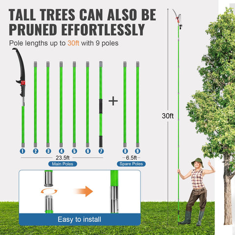 URBANVISTA nine pole setup showing adjustable length for reach and flexibility