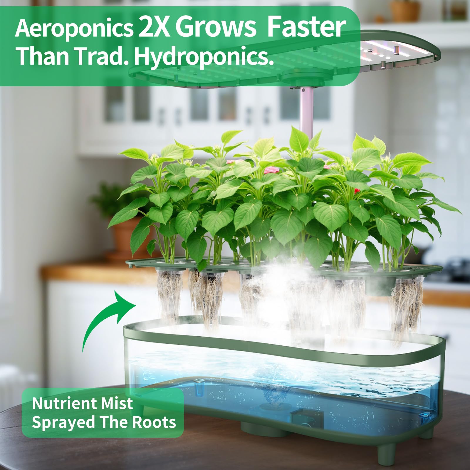 URBZUE aeroponics indoor garden with 15 pods for efficient herb growing