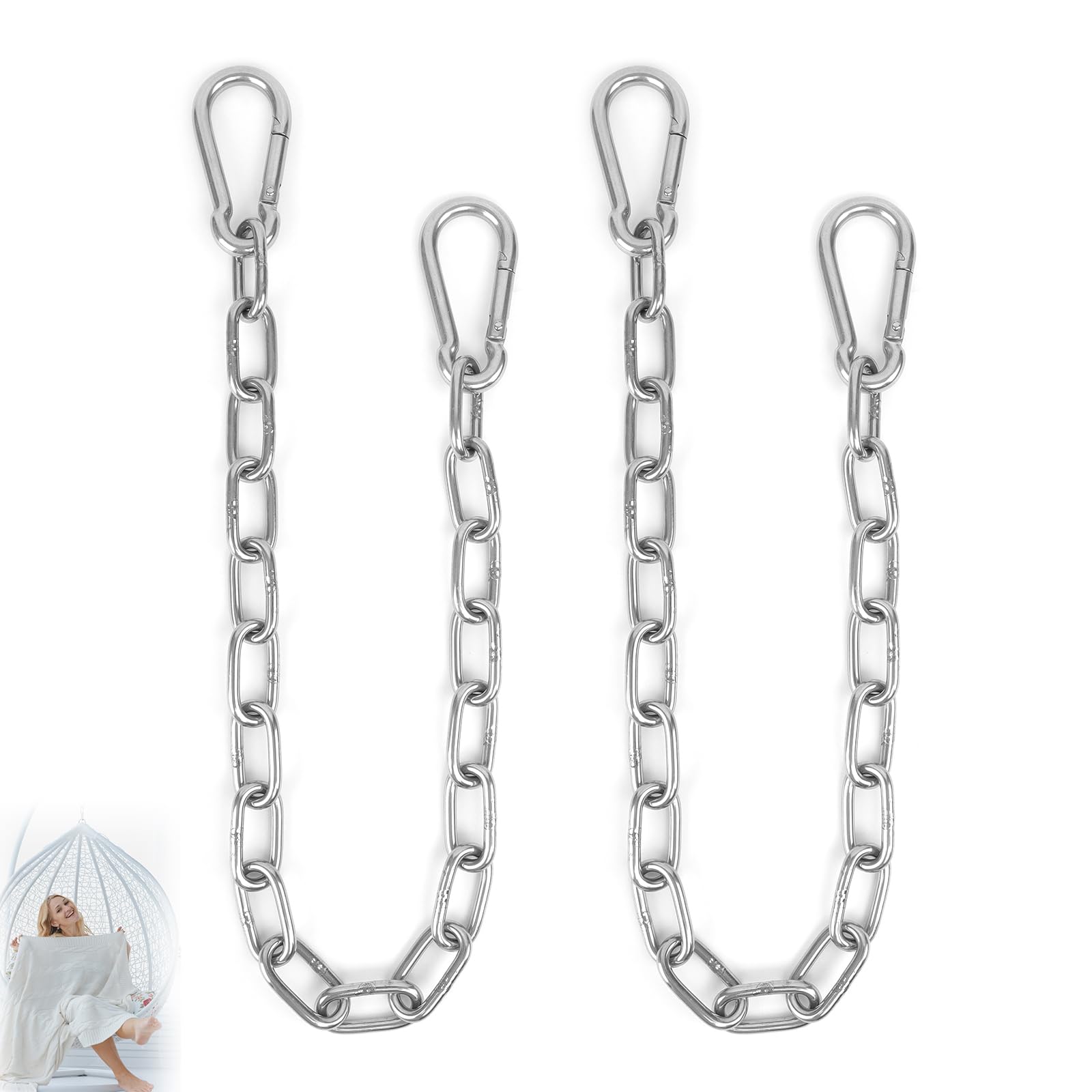 Urkupoo 2-pack heavy-duty chains for 30-inch swing extension, ideal for porch swings.
