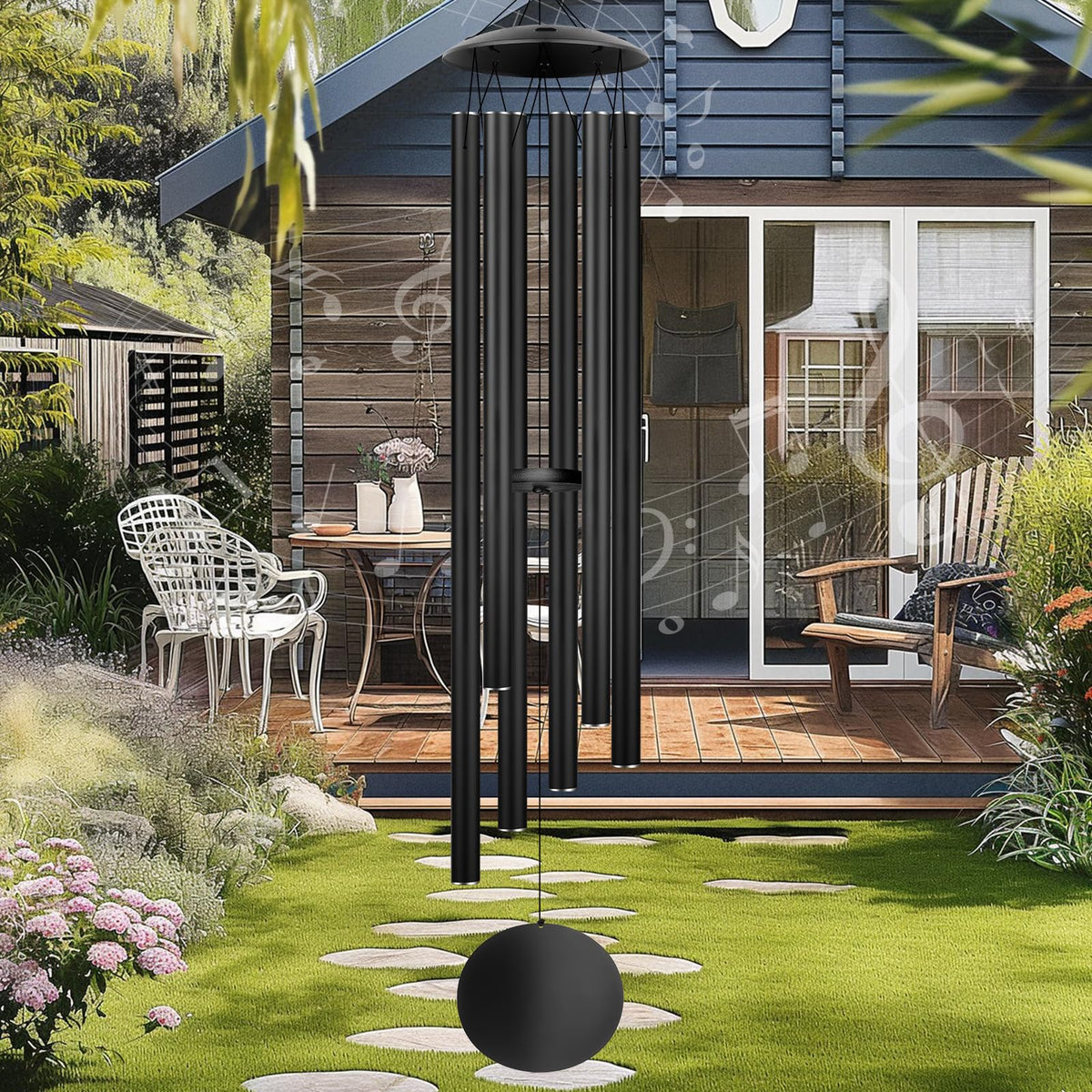 URNETERN 66-inch wind chimes outside for outdoor ambience