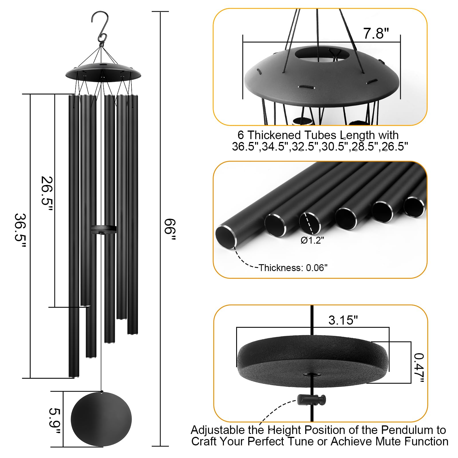 URNETERN aluminum tubes 1-2 inch diameter for durable outdoor sound