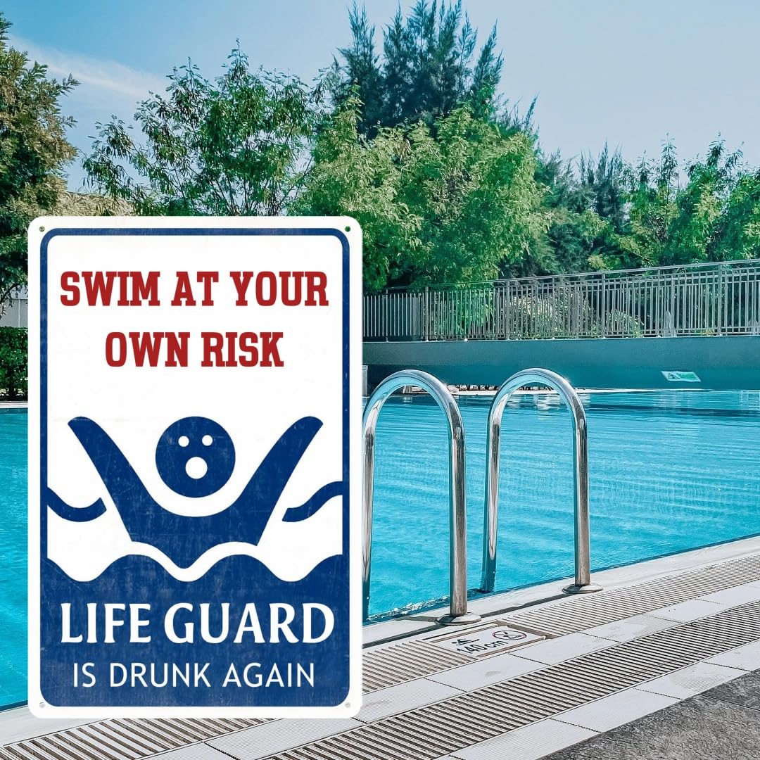 Urnjkfo gift for pool owners sign, retro decor idea.