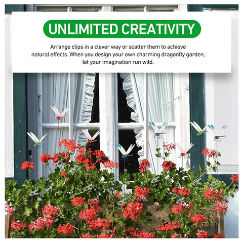 Urnuos dragonfly garden stake elevates plant beds with decoration