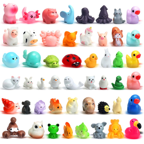 URSKYTOUS 50-piece mini resin animals for DIY crafts and fairy gardens.