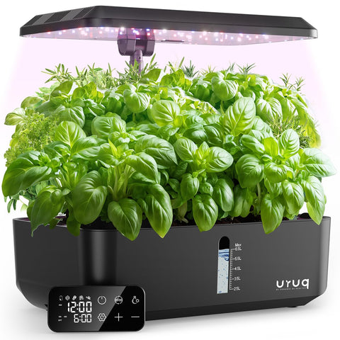 URUQ 12-pod hydroponic system front view for compact indoor gardening