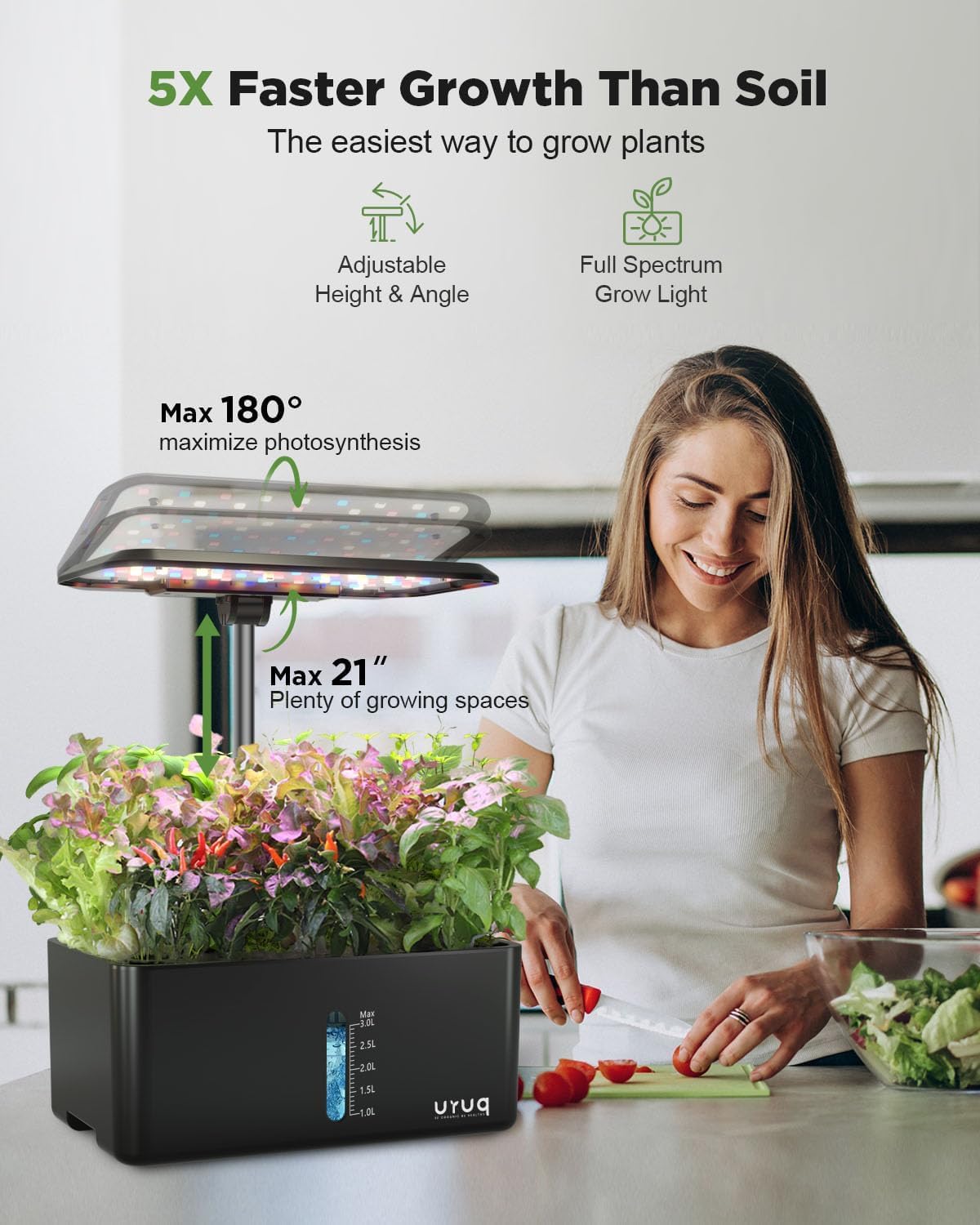 URUQ hydroponics compact design on windowsill supports year-round herbs.