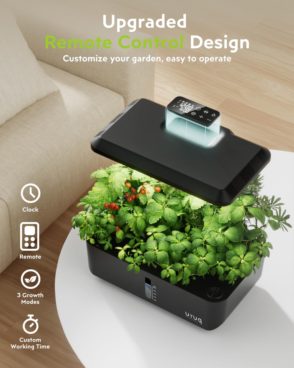 URUQ grow light height adjustment enables plant-focused care