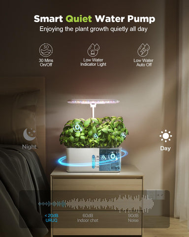 URUQ Hydroponics quiet water pump depicted for near-silent operation.