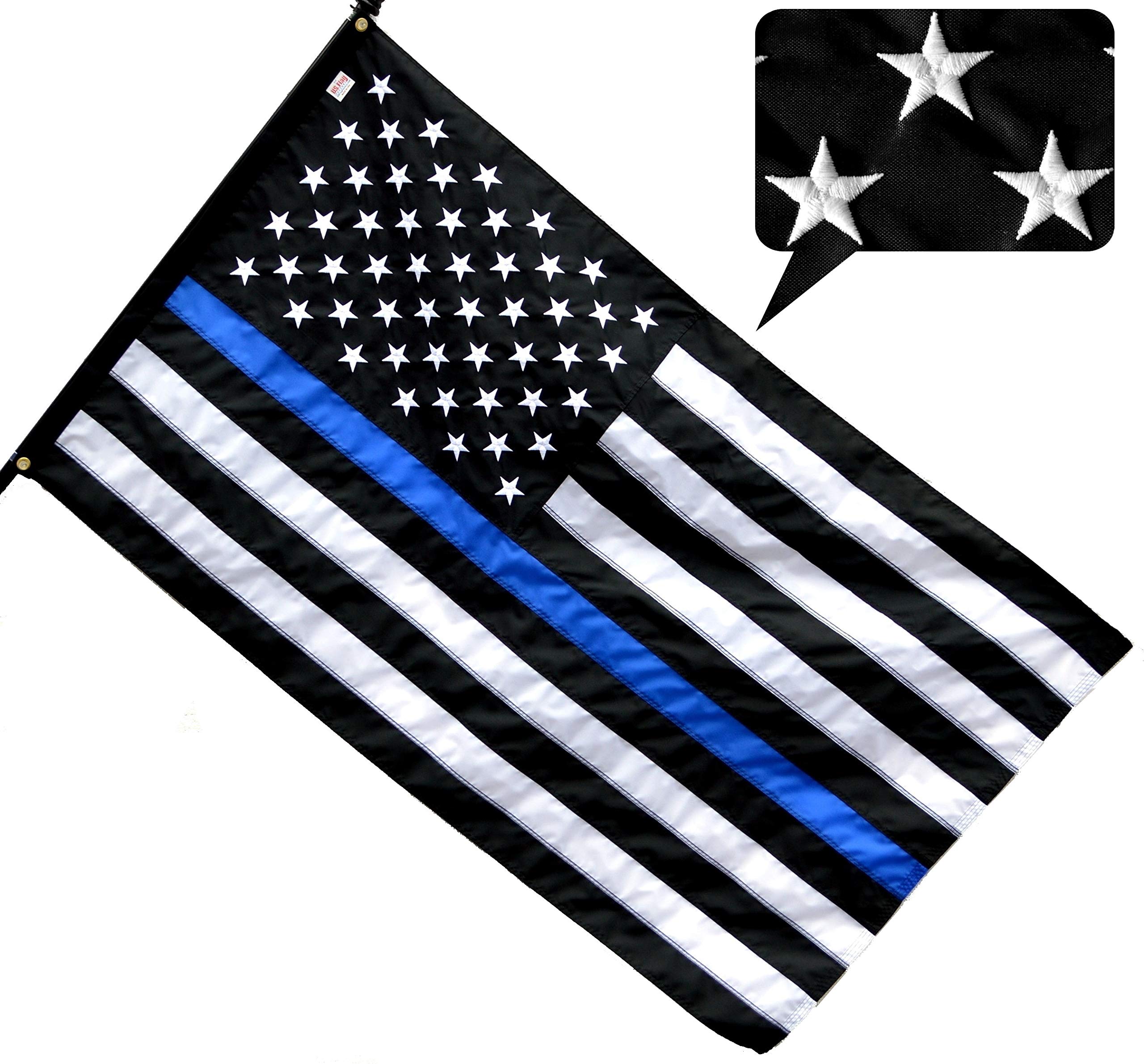 US Flag Factory Blue Lives Matter flag with embroidered stars for durable outdoor display.