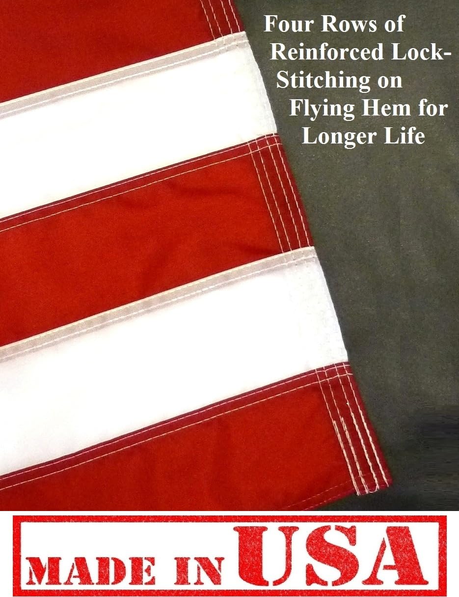 US Flag Factory embroidered stars and sewn stripes for premium appearance