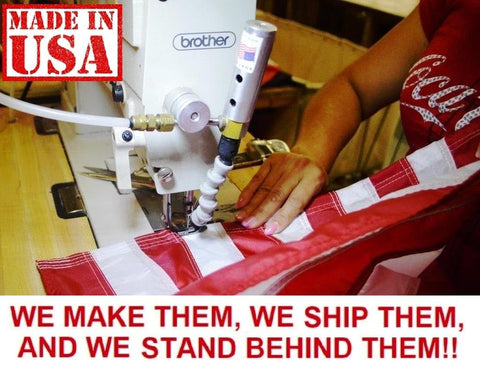 US Flag Factory embroidered stars on durable flag fabric.