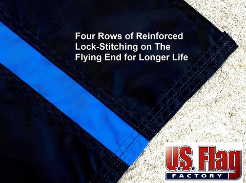 US Flag Factory heavy header closeup demonstrates reinforced stitching for outdoor use.