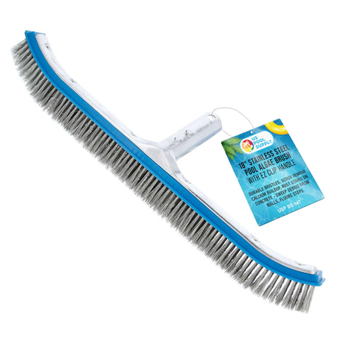 U.S. Pool Supply 18-inch brush head scrubs tiles and walls for cleaner inground pools.