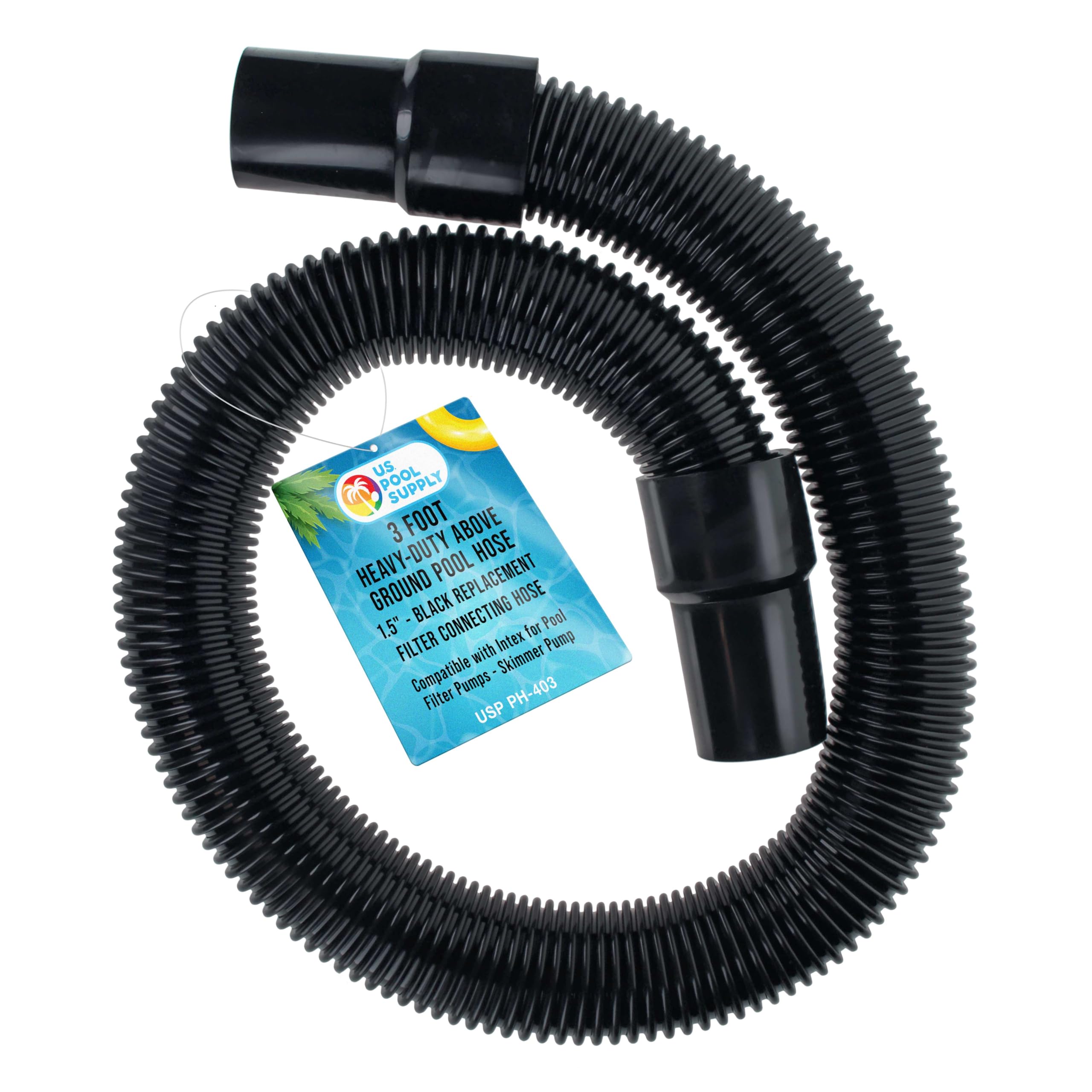 U.S. Pool Supply 3 ft spiral-wound EVA hose for durable above-ground pool connections.