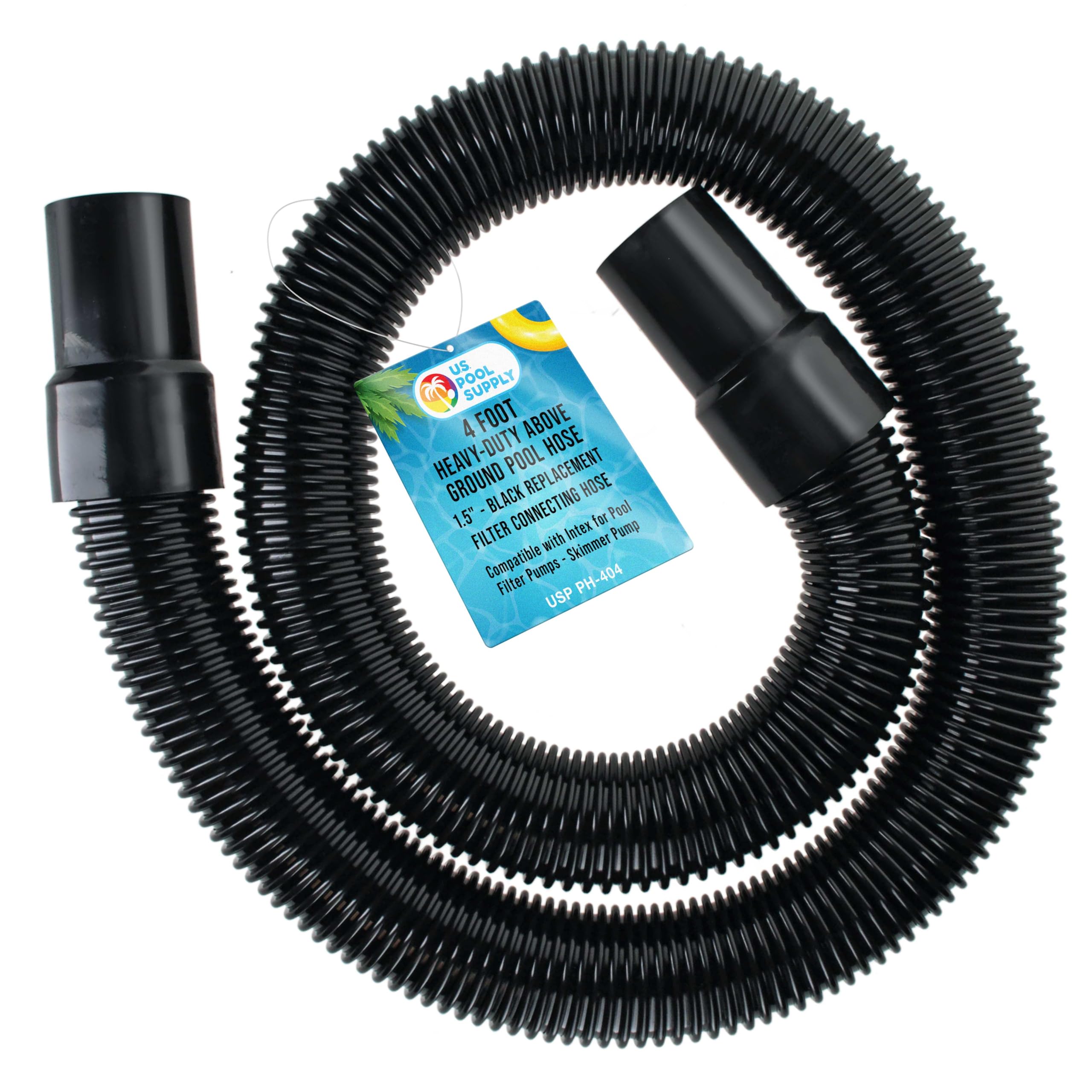 U.S. Pool Supply 4 ft heavy duty hose with secure connection for leak free filtration.