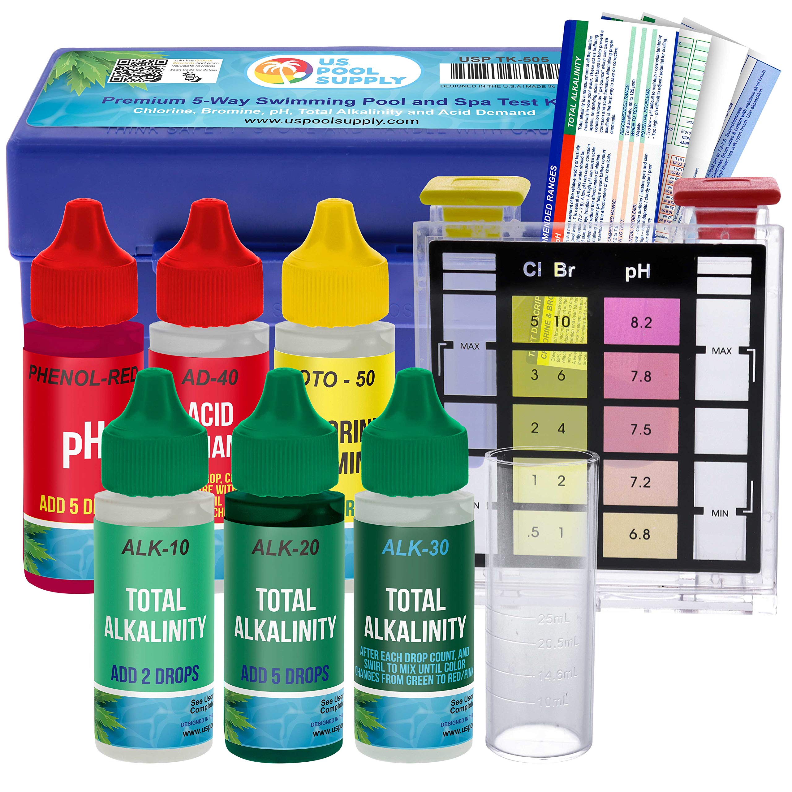 U.S. Pool Supply 5in1 test kit case open for easy pool care.