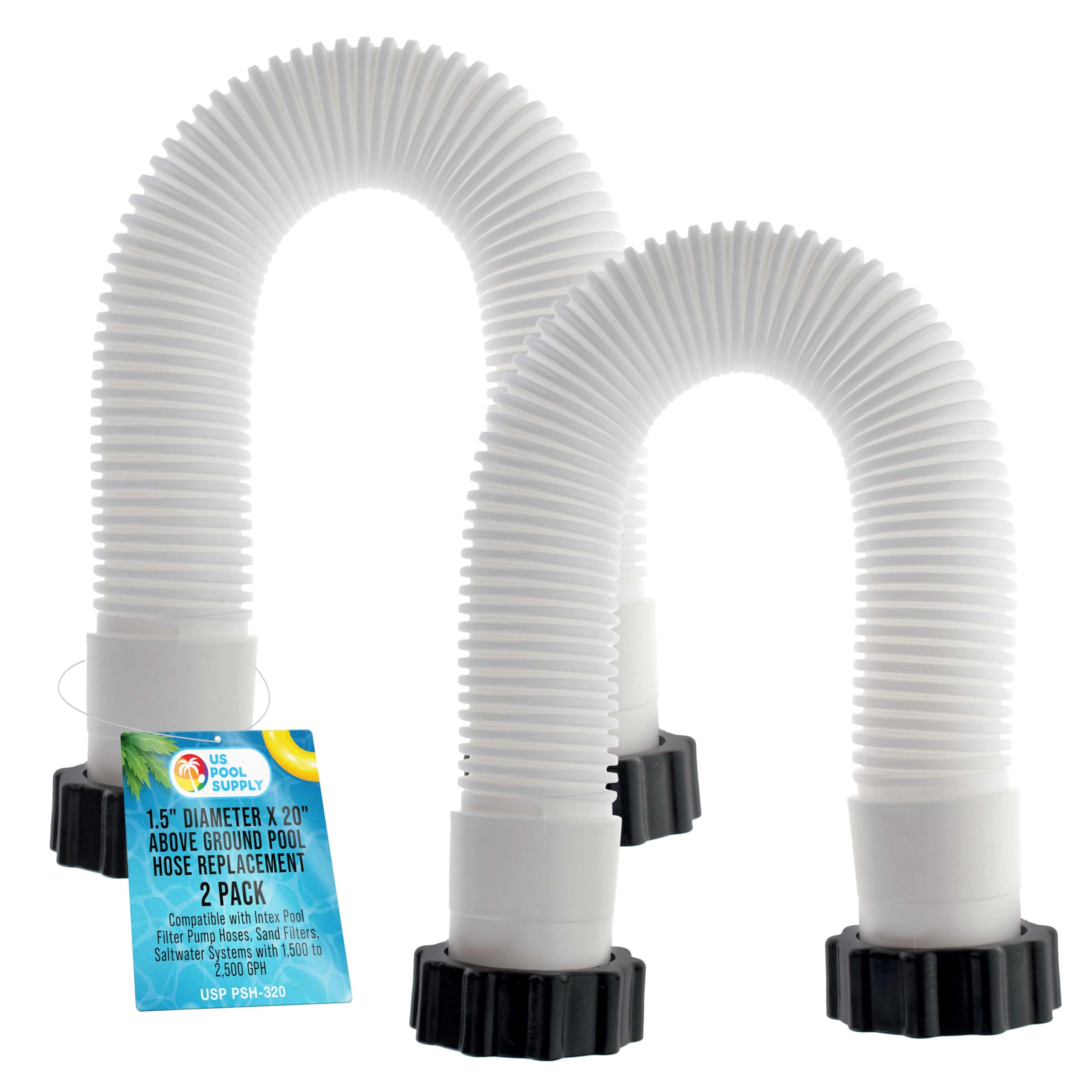 U.S. Pool Supply above-ground hose 1.5 inch by 20 inch, pack of two, for easy filtration setup.