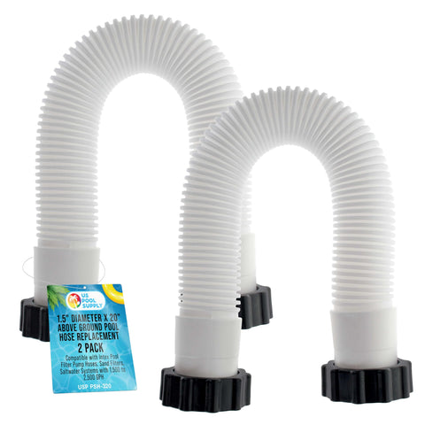 U.S. Pool Supply above-ground hose 1.5 inch by 20 inch, pack of two, for easy filtration setup.