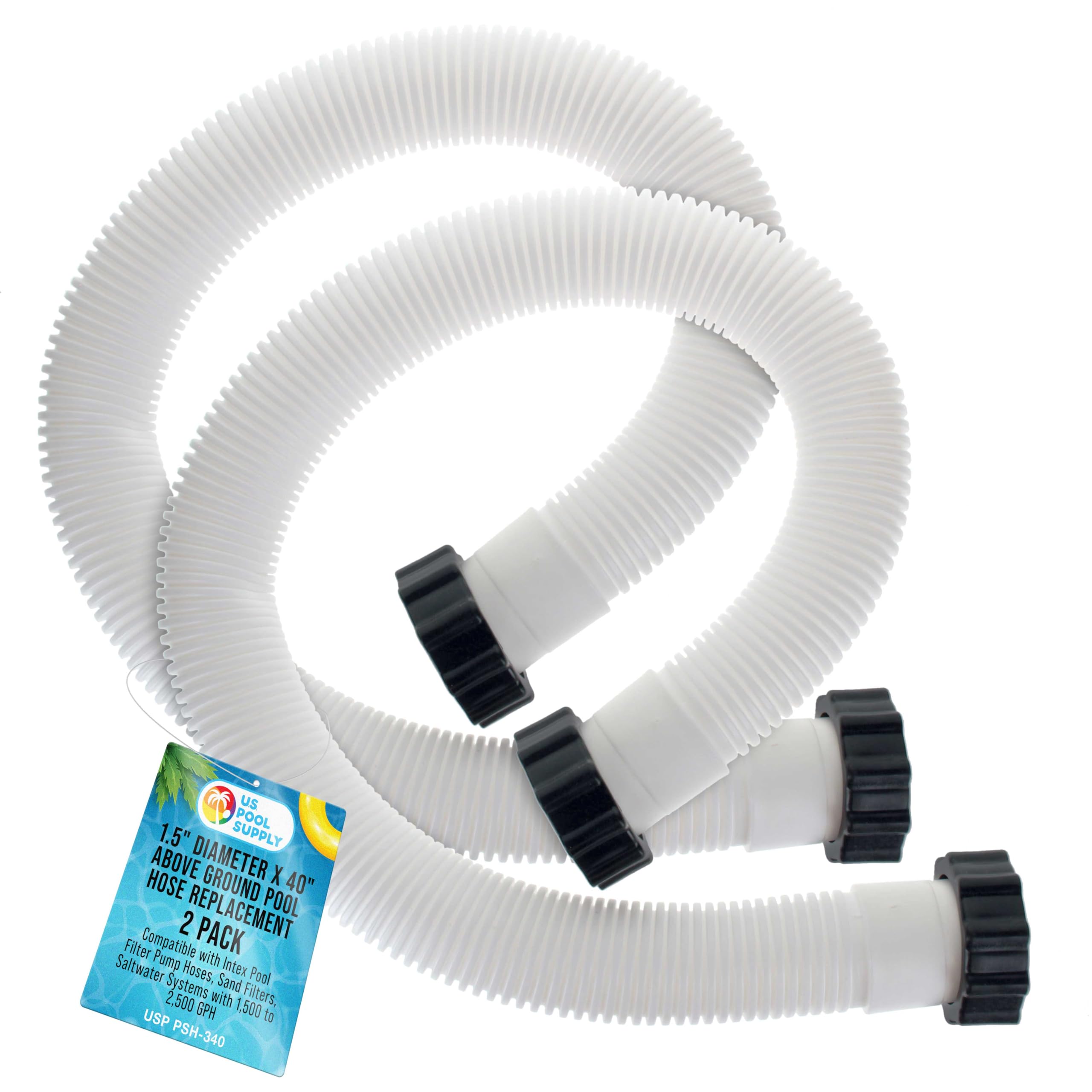 U.S. Pool Supply above-ground hose for quick, secure pool connections.