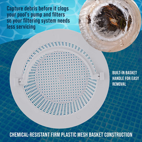 U.S. Pool Supply basket installed in an above-ground pool, capturing debris.