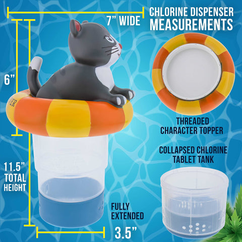 U.S. Pool Supply Cat Life Preserver Float demonstrating playful pool decoration and chlorine dispersion