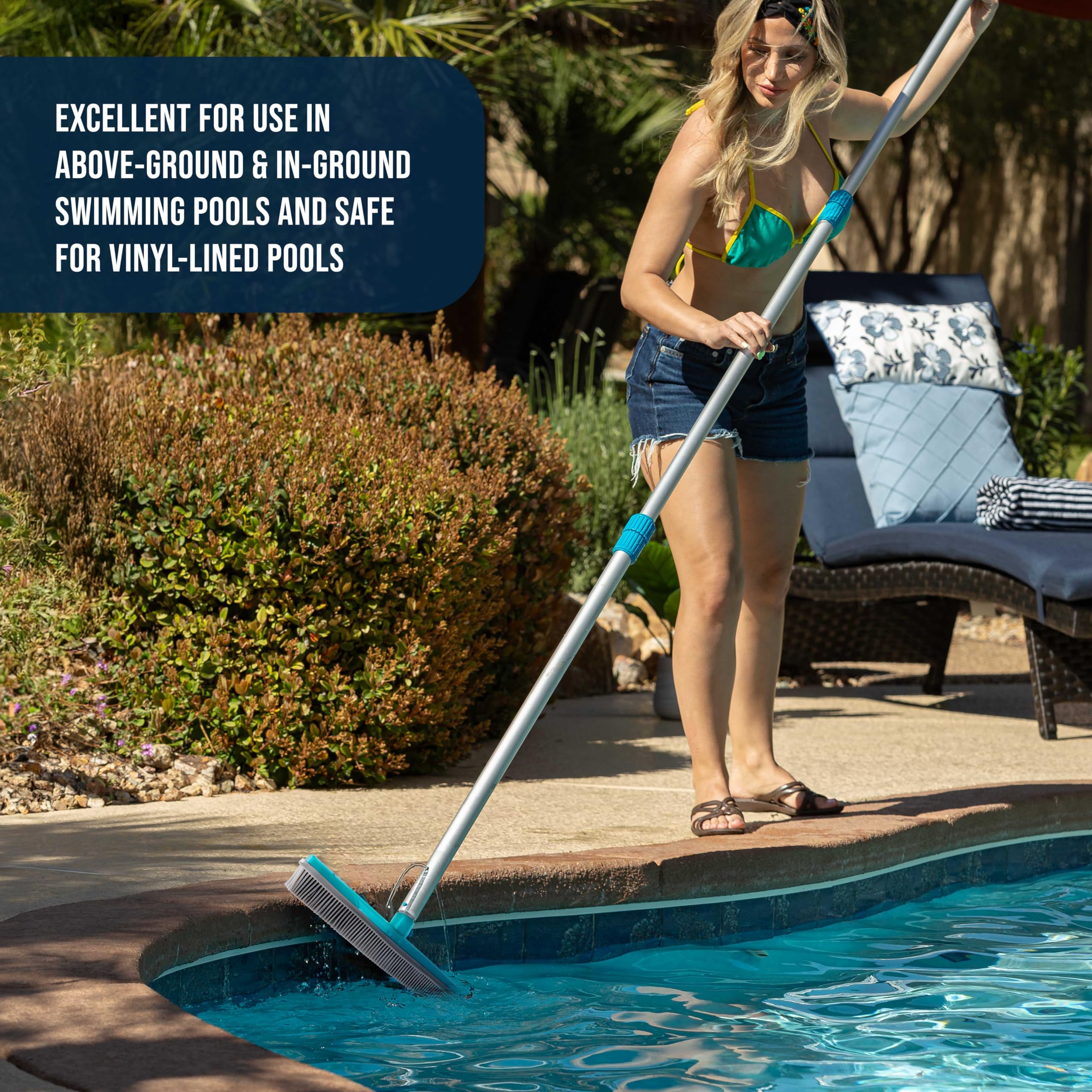 US Pool Supply vinyl-friendly brush suited for above-ground pools safely