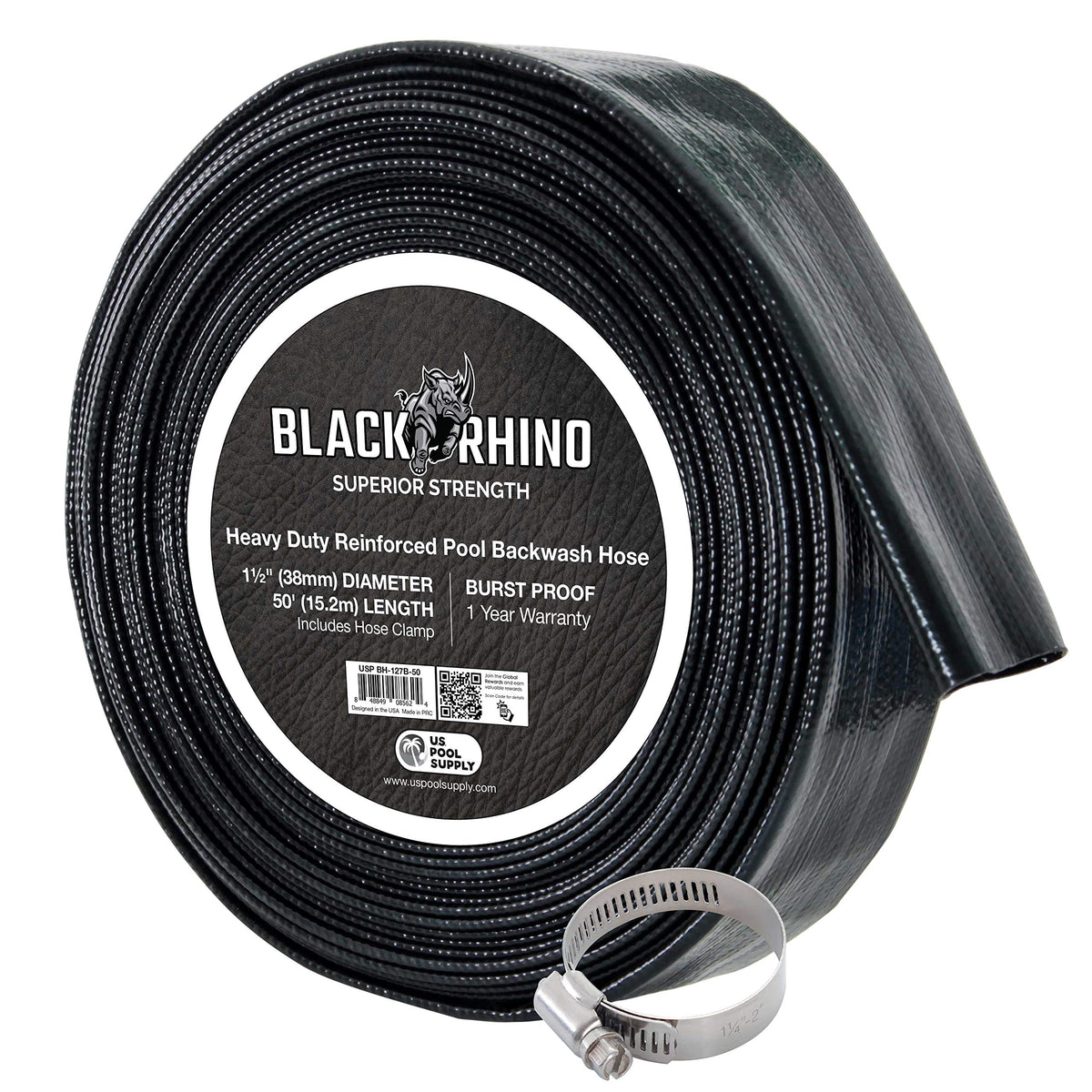 US Pool Supply backwash hose stretched to 50 ft for straight drainage