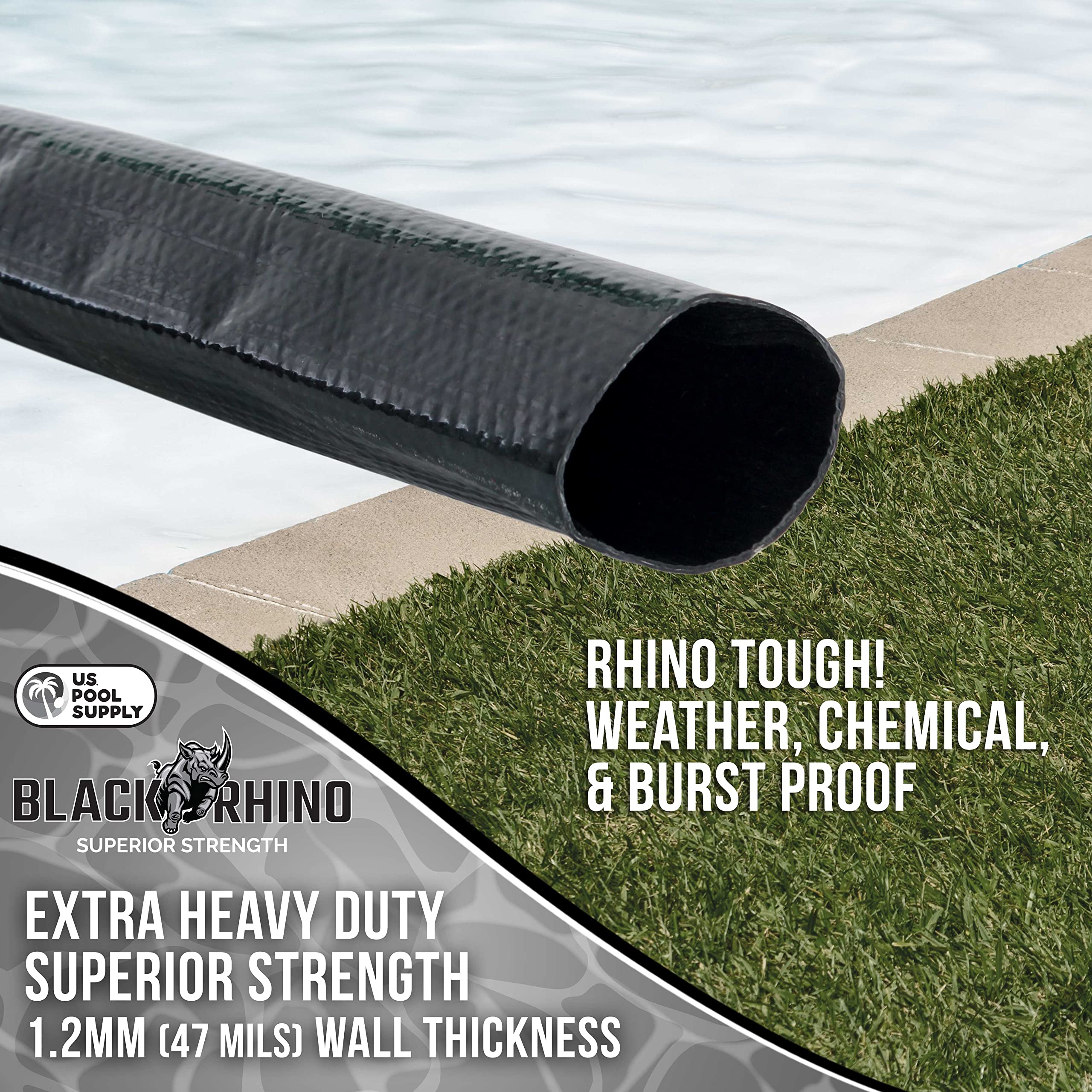 U.S. Pool Supply backwash hose withstanding chemicals and weather