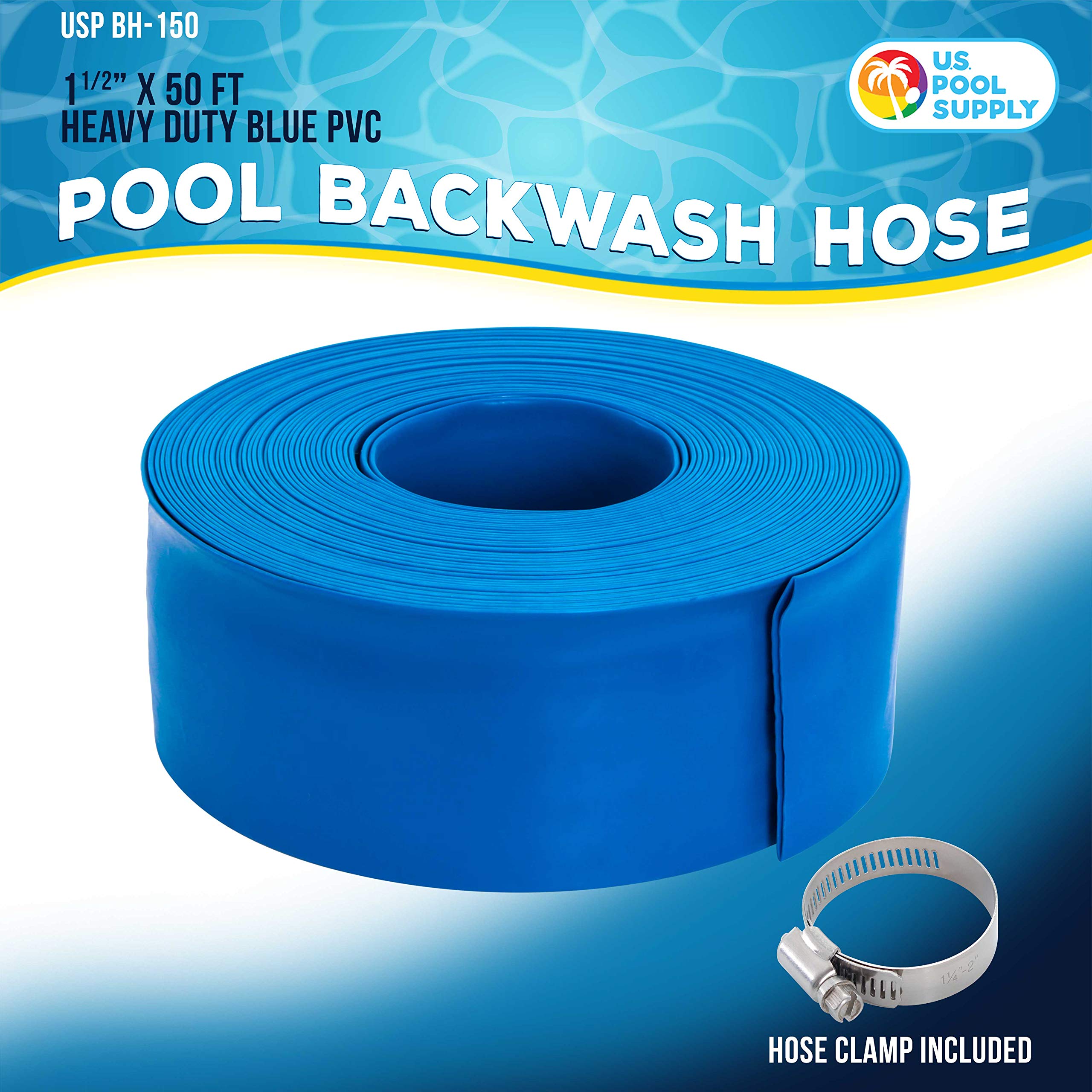 Clamp-enabled hose connection on U.S. Pool Supply backwash hose.