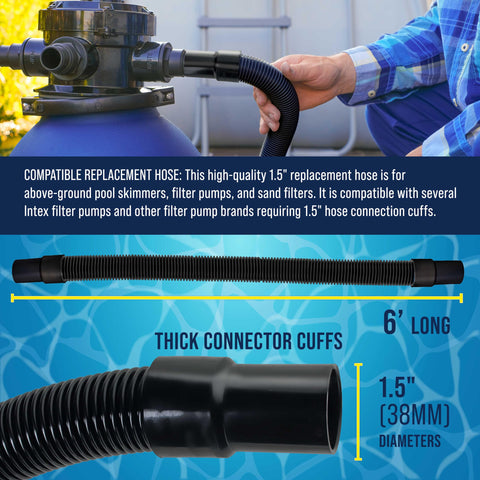 US Pool Supply black pool hose ready for skimmer and pump setup.