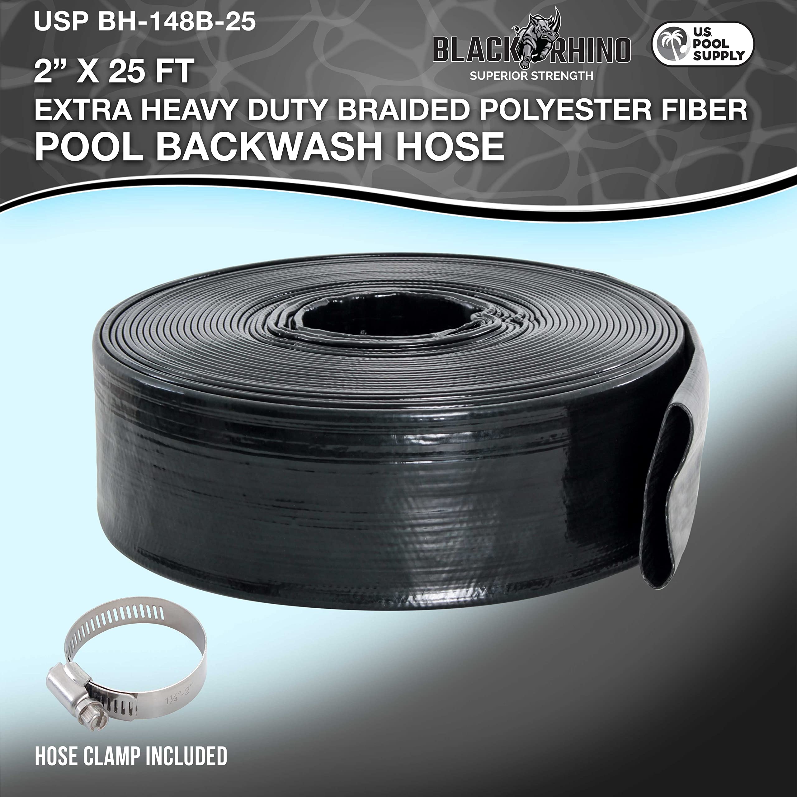 US Pool Supply burst-resistant backwash hose with braided reinforcement for reliable backwashing.