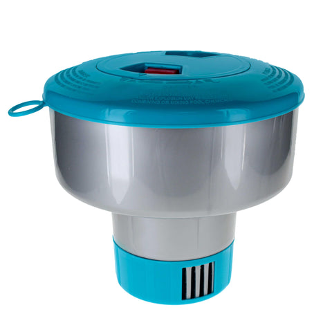 U.S. Pool Supply chlorine floater 7in diameter floating in water for easy, balanced dispensing
